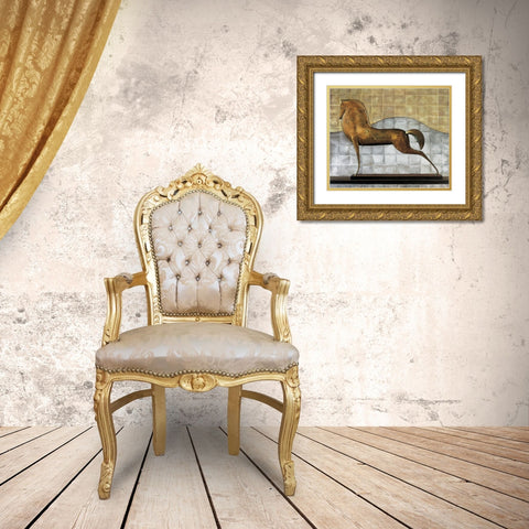 Decorative Horse II Gold Ornate Wood Framed Art Print with Double Matting by Garnier, Michael
