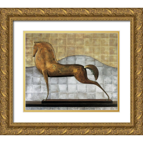 Decorative Horse II Gold Ornate Wood Framed Art Print with Double Matting by Garnier, Michael