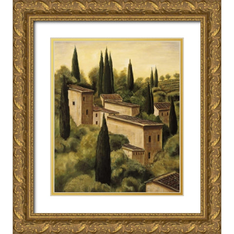 Tuscan Hillside I Gold Ornate Wood Framed Art Print with Double Matting by Moretti, Maurizio