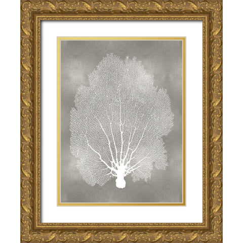 Sea Fan on Silver II Gold Ornate Wood Framed Art Print with Double Matting by Miller, Melonie