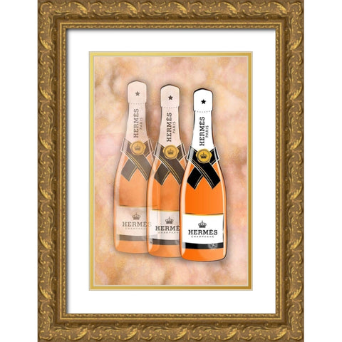 Champagne VIII Gold Ornate Wood Framed Art Print with Double Matting by Pavlova, Martina