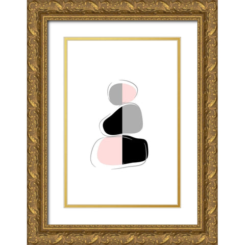 Stones III Gold Ornate Wood Framed Art Print with Double Matting by Pavlova, Martina