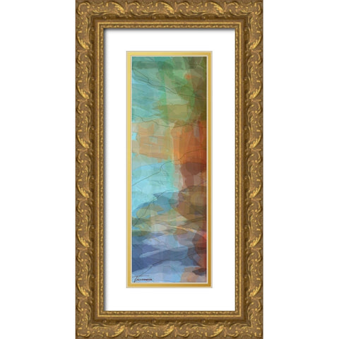 Tryptic Visions Left Gold Ornate Wood Framed Art Print with Double Matting by Tienhaara, Michael
