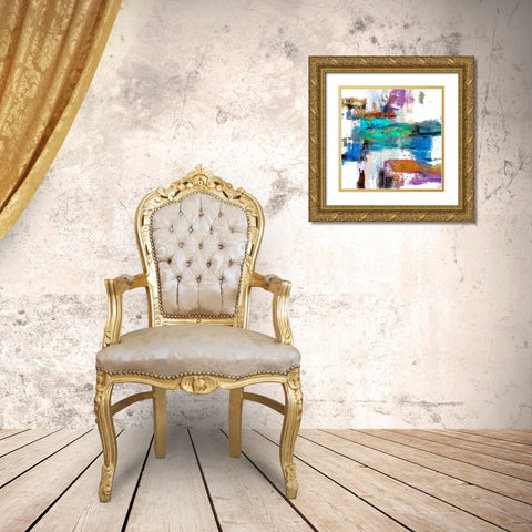 Splash III Gold Ornate Wood Framed Art Print with Double Matting by Tienhaara, Michael