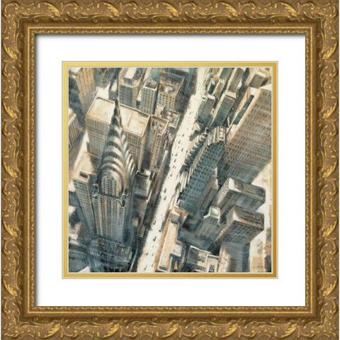 Aerial View of Chrysler Building Gold Ornate Wood Framed Art Print with Double Matting by Daniels, Matthew