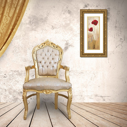 Panneau coquelicots Gold Ornate Wood Framed Art Print with Double Matting by Besson, Nathalie