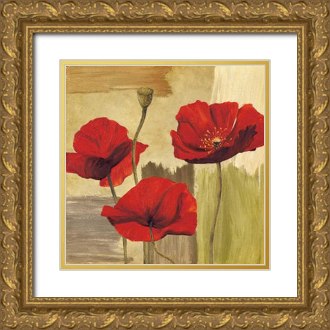 Panneau Printemps II Gold Ornate Wood Framed Art Print with Double Matting by Besson, Nathalie