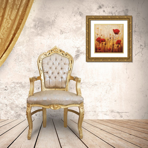 Poppies and Daisies II Gold Ornate Wood Framed Art Print with Double Matting by Carter, Natalie