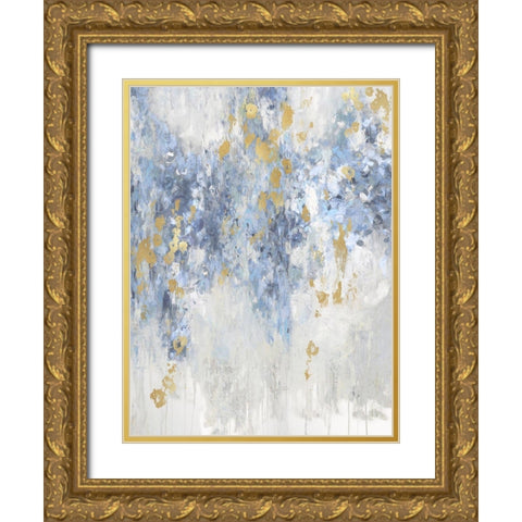 Cascade Blue with Gold Gold Ornate Wood Framed Art Print with Double Matting by Robbins, Nikki