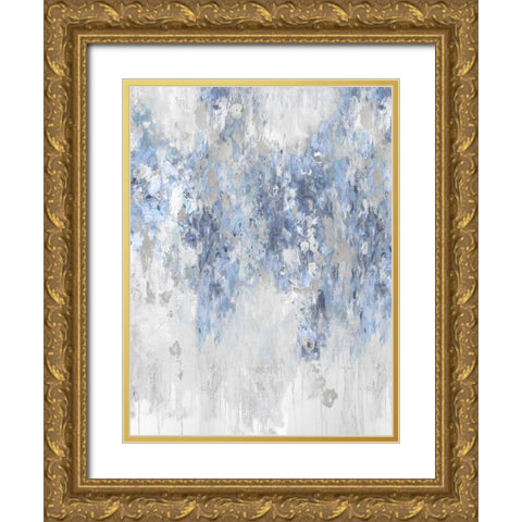 Cascade Blue with Silver Gold Ornate Wood Framed Art Print with Double Matting by Robbins, Nikki
