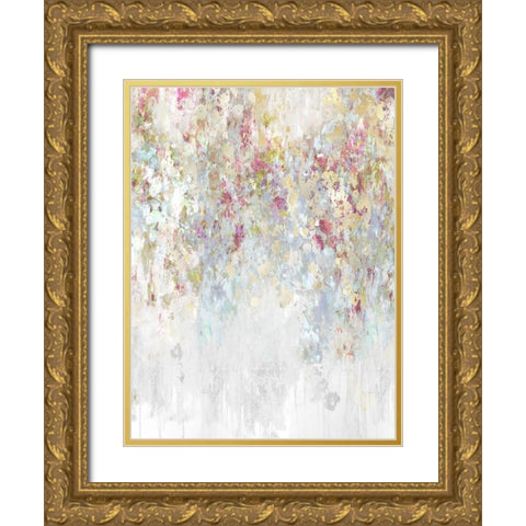 Cascade Magenta and Aqua Gold Ornate Wood Framed Art Print with Double Matting by Robbins, Nikki