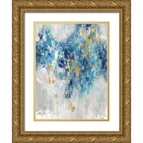 Cascading Blues III Gold Ornate Wood Framed Art Print with Double Matting by Robbins, Nikki