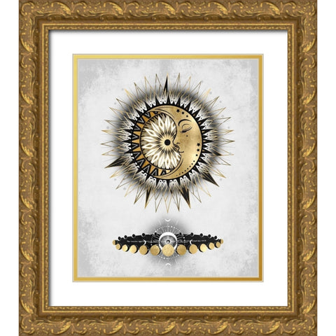 Meditative Moon I Gold Ornate Wood Framed Art Print with Double Matting by Jeffries, Oliver