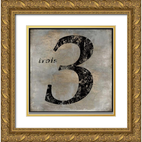 trois Gold Ornate Wood Framed Art Print with Double Matting by Jeffries, Oliver