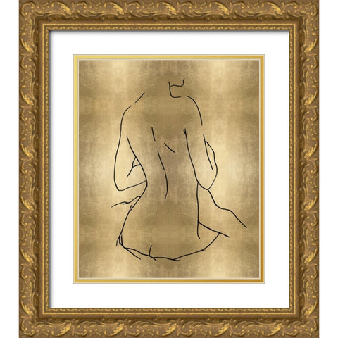 Female Figure Gold III Gold Ornate Wood Framed Art Print with Double Matting by Blake, Madeline