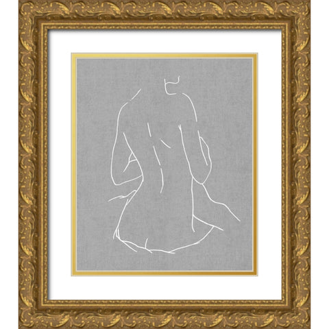 Female Figure Gray III Gold Ornate Wood Framed Art Print with Double Matting by Blake, Madeline