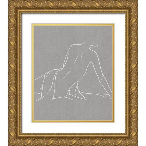 Female Figure Gray IV Gold Ornate Wood Framed Art Print with Double Matting by Blake, Madeline