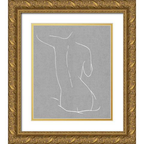 Female Figure Gray V Gold Ornate Wood Framed Art Print with Double Matting by Blake, Madeline