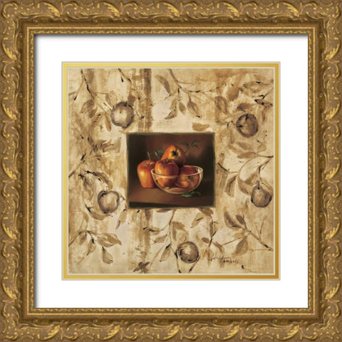 Manzanas en la mesa Gold Ornate Wood Framed Art Print with Double Matting by Tamaris, Raul