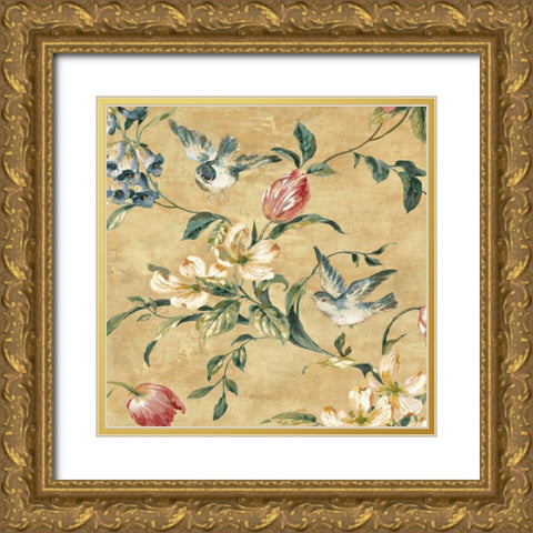 Birdland II Gold Ornate Wood Framed Art Print with Double Matting by Campbell, Renee