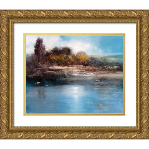 The Lake Gold Ornate Wood Framed Art Print with Double Matting by Di Scenza, Ron