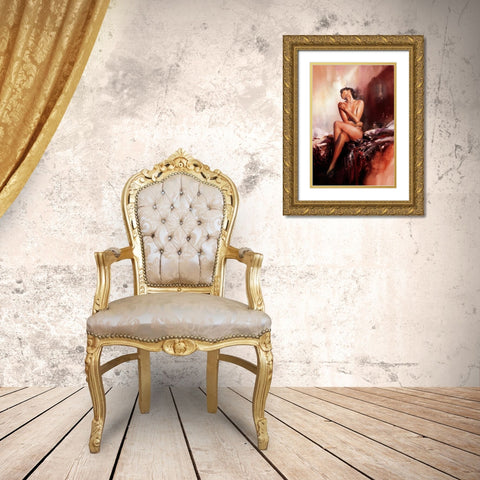 Red Light Gold Ornate Wood Framed Art Print with Double Matting by Di Scenza, Ron
