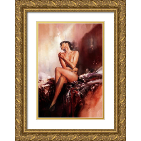Red Light Gold Ornate Wood Framed Art Print with Double Matting by Di Scenza, Ron