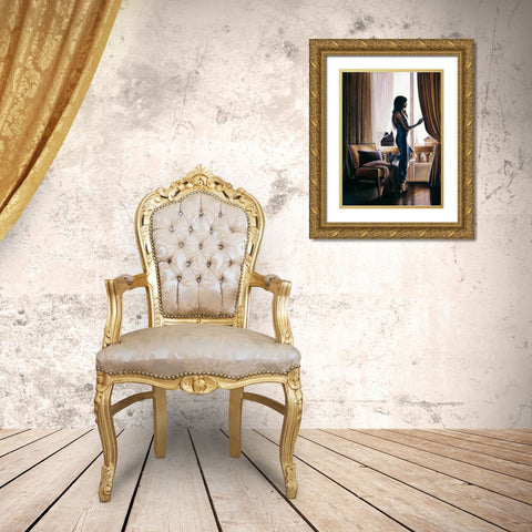 Anticipation Gold Ornate Wood Framed Art Print with Double Matting by Di Scenza, Ron