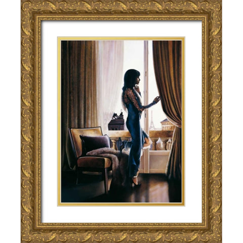 Anticipation Gold Ornate Wood Framed Art Print with Double Matting by Di Scenza, Ron