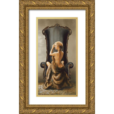 Seated Beauty Gold Ornate Wood Framed Art Print with Double Matting by Di Scenza, Ron