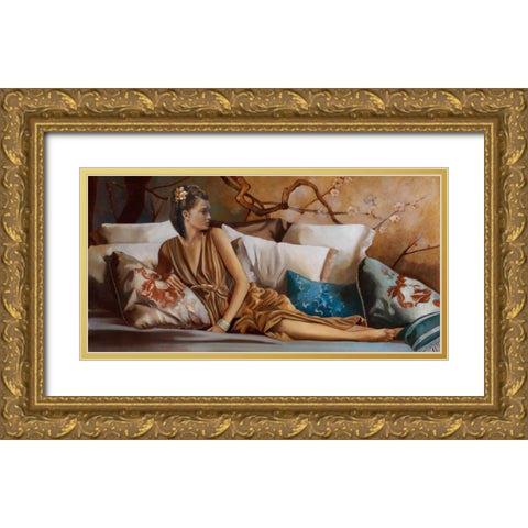 Posh Afternoon Tea Gold Ornate Wood Framed Art Print with Double Matting by Di Scenza, Ron
