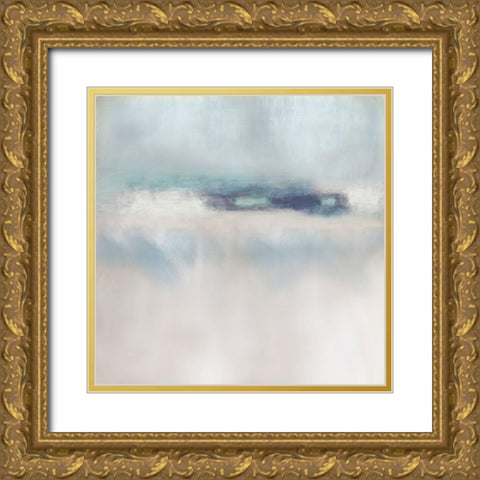 Suspend in Aqua Gold Ornate Wood Framed Art Print with Double Matting by Springer, Rachel