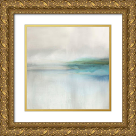 Stillness in Aqua II Gold Ornate Wood Framed Art Print with Double Matting by Springer, Rachel