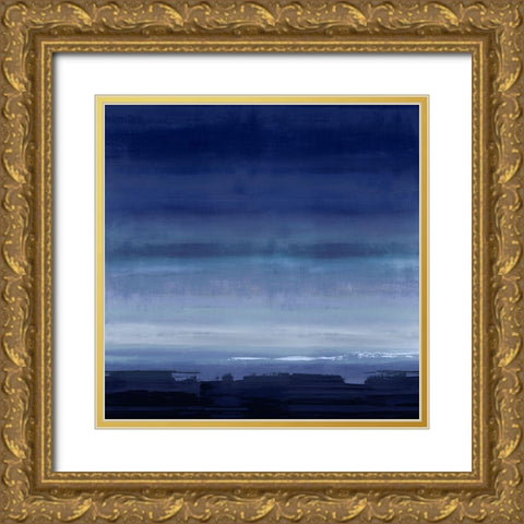Midnight Blue Gold Ornate Wood Framed Art Print with Double Matting by Springer, Rachel