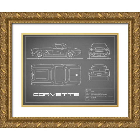Corvette 33BHP-Grey Gold Ornate Wood Framed Art Print with Double Matting by Rogan, Mark