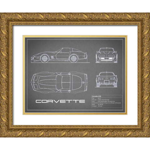 Corvette C3-Grey Gold Ornate Wood Framed Art Print with Double Matting by Rogan, Mark