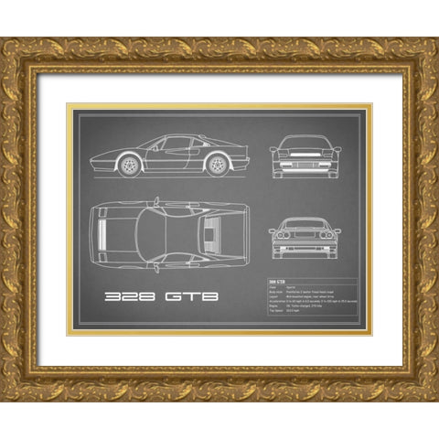 Ferrari 328-GTB-Grey Gold Ornate Wood Framed Art Print with Double Matting by Rogan, Mark