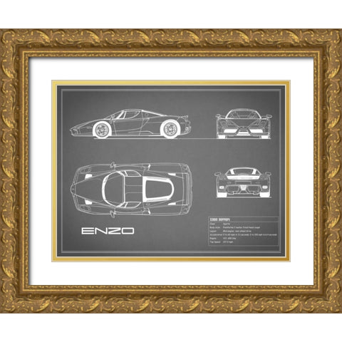 Ferrari Enzo-Grey Gold Ornate Wood Framed Art Print with Double Matting by Rogan, Mark