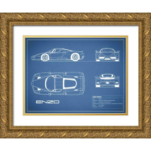 Ferrari Enzo-Blue Gold Ornate Wood Framed Art Print with Double Matting by Rogan, Mark