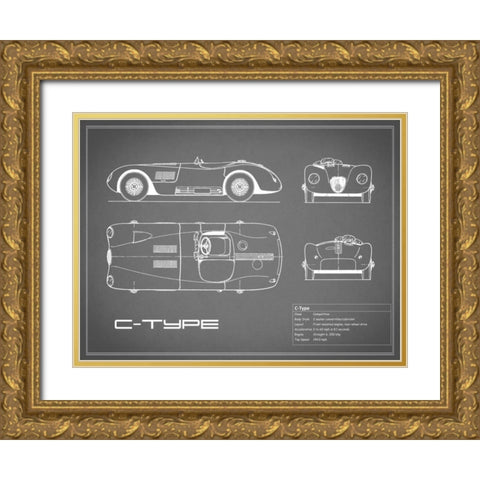 Jaguar C-Type-Grey Gold Ornate Wood Framed Art Print with Double Matting by Rogan, Mark