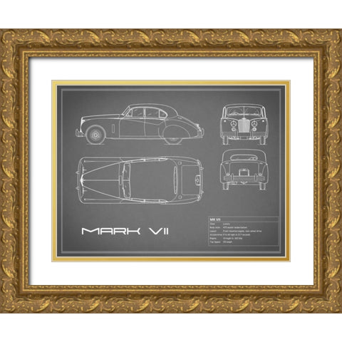 Jaguar MkVII-Grey Gold Ornate Wood Framed Art Print with Double Matting by Rogan, Mark