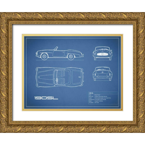 Mercedes 190-SL-Blue Gold Ornate Wood Framed Art Print with Double Matting by Rogan, Mark