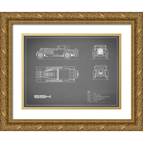 Mercedes SSK-Grey Gold Ornate Wood Framed Art Print with Double Matting by Rogan, Mark