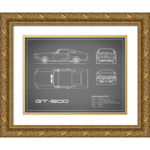 Shelby Mustang GT500-Grey Gold Ornate Wood Framed Art Print with Double Matting by Rogan, Mark
