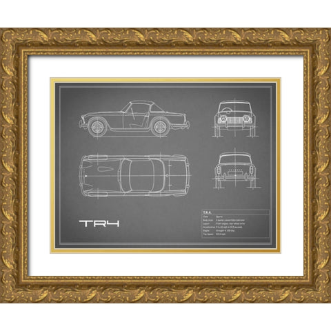 Triumph TR4-Grey Gold Ornate Wood Framed Art Print with Double Matting by Rogan, Mark