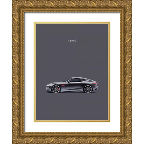 Jaguar F-Type Grey Gold Ornate Wood Framed Art Print with Double Matting by Rogan, Mark