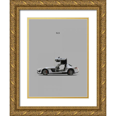 Mercedes SLS Grey Gold Ornate Wood Framed Art Print with Double Matting by Rogan, Mark