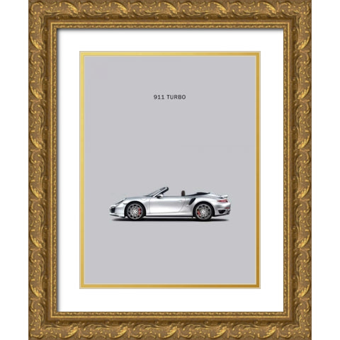 Porsche 911 Turbo Grey Gold Ornate Wood Framed Art Print with Double Matting by Rogan, Mark