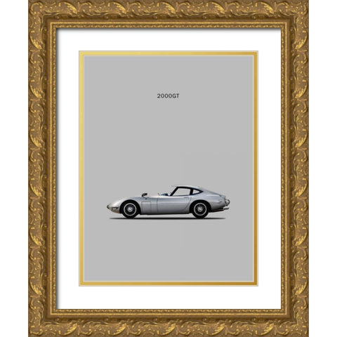 Toyotta 2000GT Grey Gold Ornate Wood Framed Art Print with Double Matting by Rogan, Mark