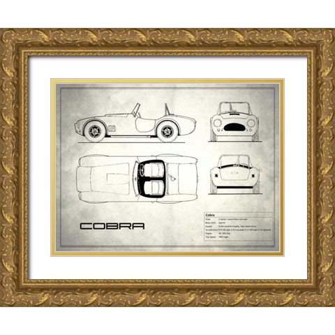 AC Cobra White Gold Ornate Wood Framed Art Print with Double Matting by Rogan, Mark